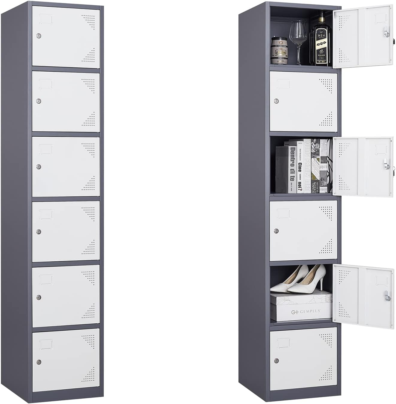 Yizosh Metal Locker with 6 Doors, Tall Steel Storage Lockers for Employees - 71