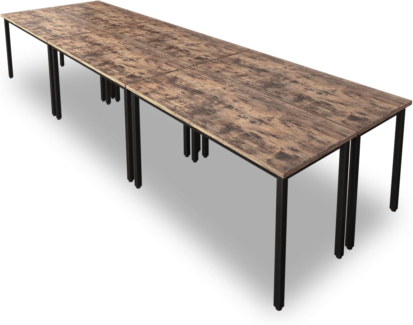 Bonzy Home Conference Tables 14ft Meeting Room Study Writing Printer Table Office Computer Desk for 16 People Save Space Design Rustic Vintage Brown 6PCS (165.3