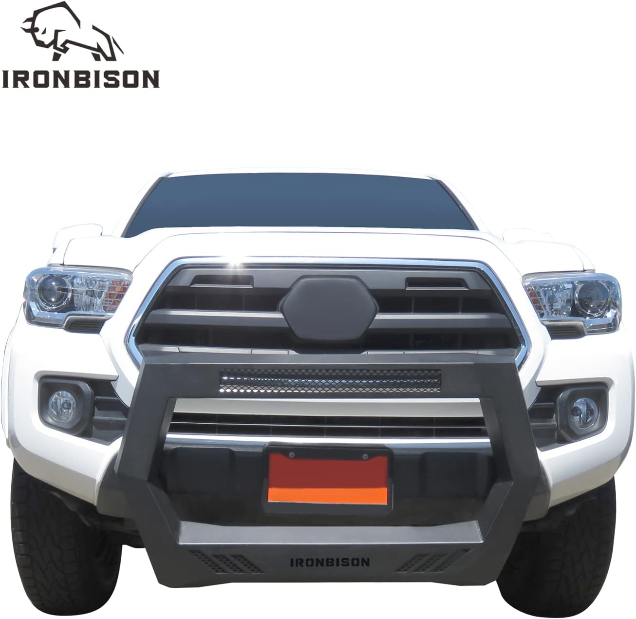 IRONBISON Barde Bull Bar Compatible with 2005-2022 Toyota Tacoma Pickup Truck Fine Textured Black Front Bumper Brush Grille Guard Compatible with 20” LED Light Bar