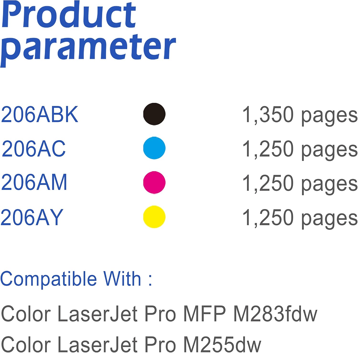 EASYPRINT (NO CHIP) Compatible 206A Toner Cartridge Replacement for HP 206X W2110A W2111A W2112A W2113A M255dw M255nw MFP M283fdw M283fdn Printer (2B/2C/2M/2Y, 8 Pack)