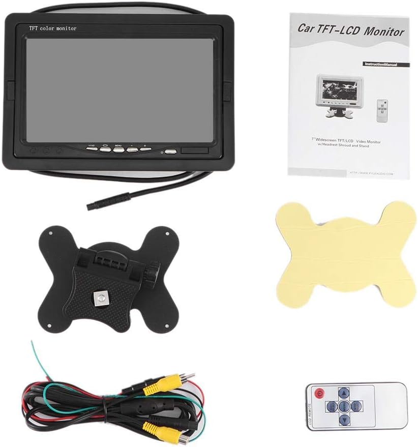 Car Monitor, 7in Car Monitor High Definition Reverse Rearview Display 12-24V Auto Accessory Car Display Reverse Monitor Pack of 2