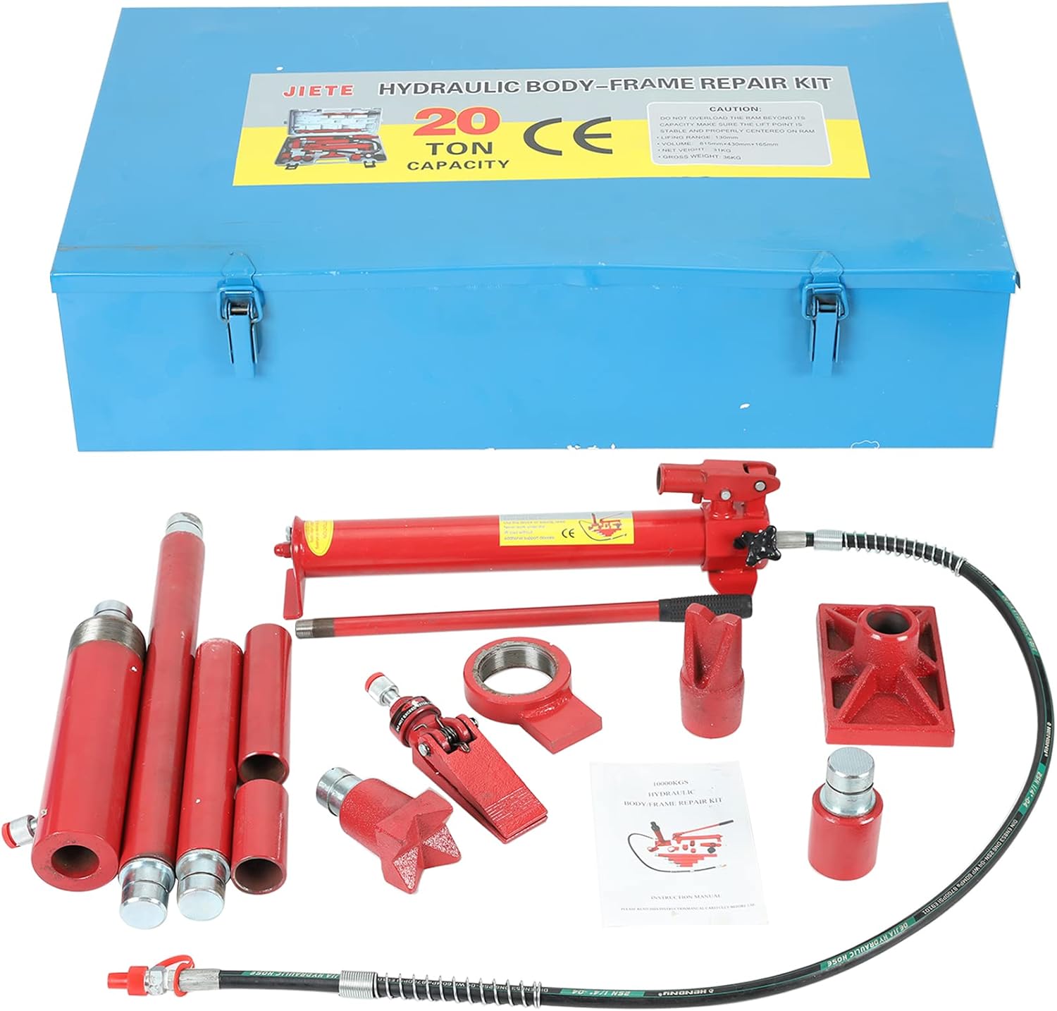 20 Ton Porta Power Kit - 2M(78.7 inch) Oil Hose Hydraulic Car Jack Ram for Loadhandler Truck Bed Unloader Farm and Hydraulic Equipment Construction - Red