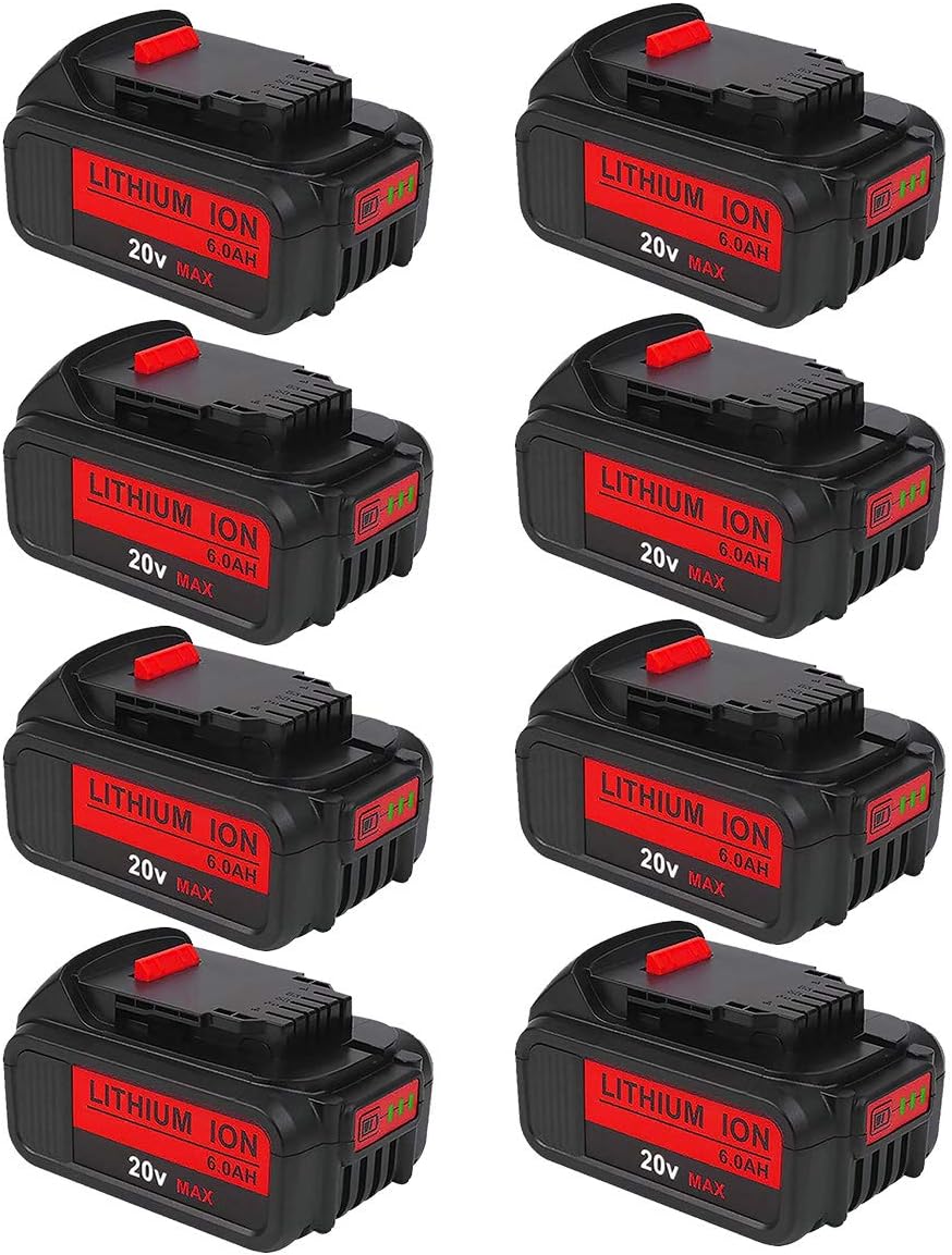 8PACK 6.0Ah DCB205 DCB200 Battery Replacement for Dewalt 20V Battery MAX XR Lithium DCB206 DCB205-2 DCB204 DCB203 DCB200 DCB180 DCB230 DCD DCF DCG Serie
