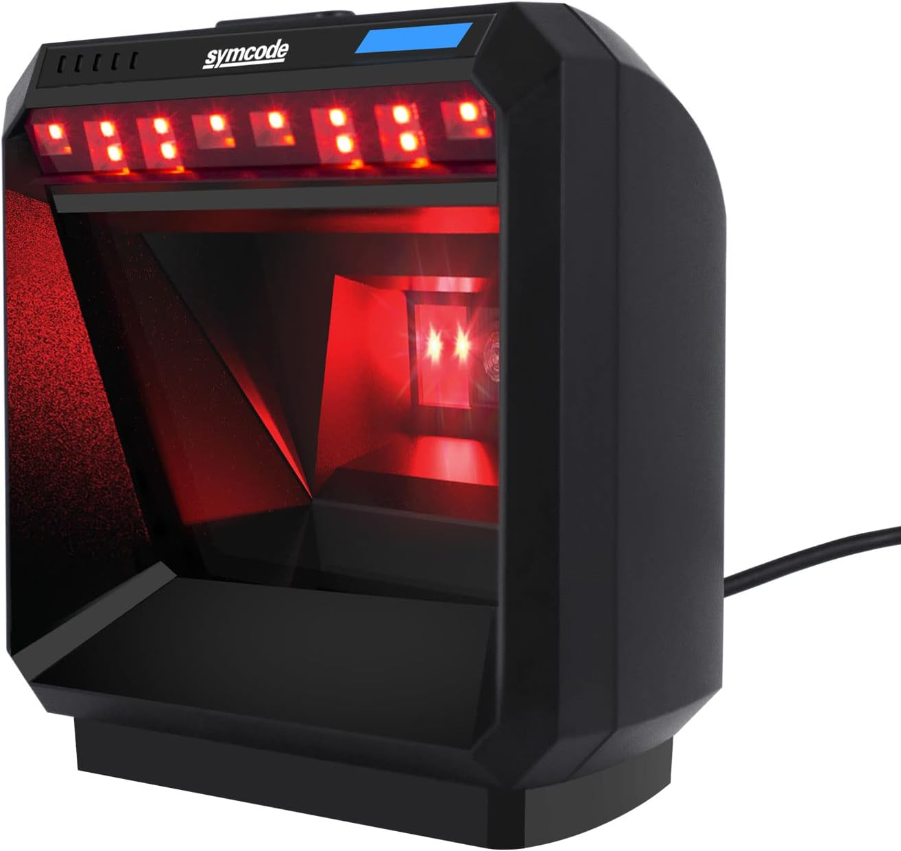 2D Handsfree Barcode Scanner QR Omnidirectional Desktop Bar Code Reader Scanner, USB Wired Automatic Sensing Big Scan Window Barcode Reader for Supermarket Library Retail Store Pack of 2