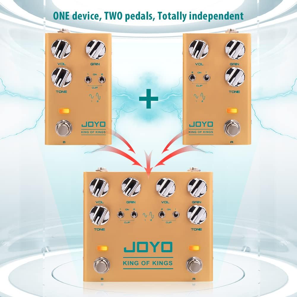 JOYO King of Kings Dual Crunch Guitar Effect Pedal Pure Analog Circuit Overdrive Pedal with Independent Clipping Diodes for Electric Guitar True Bypass (R-20) Pack of 2