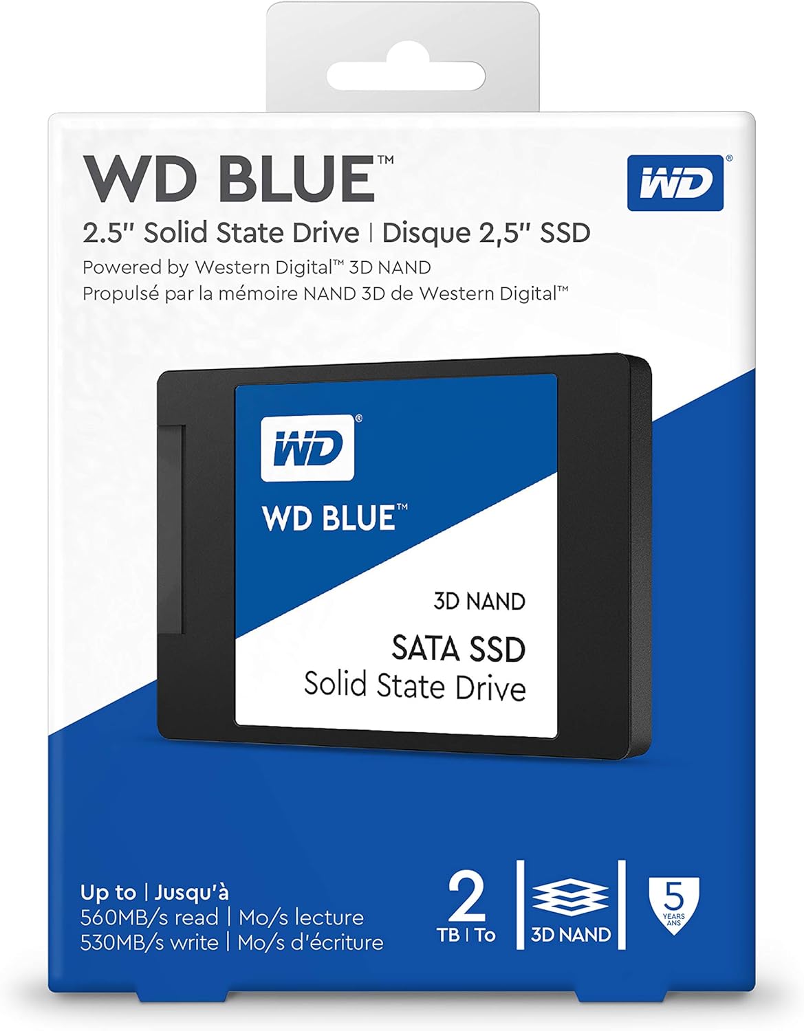Western Digital 2TB WD Blue 3D NAND Internal PC SSD - SATA III 6 Gb/s, 2.5