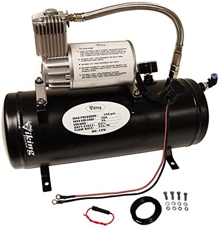 Viking Horns V3305/4008B Loud 149 Decibels 150 PSI 1.5 Gallon, 4 Black Trumpets Train Air Horn Kit