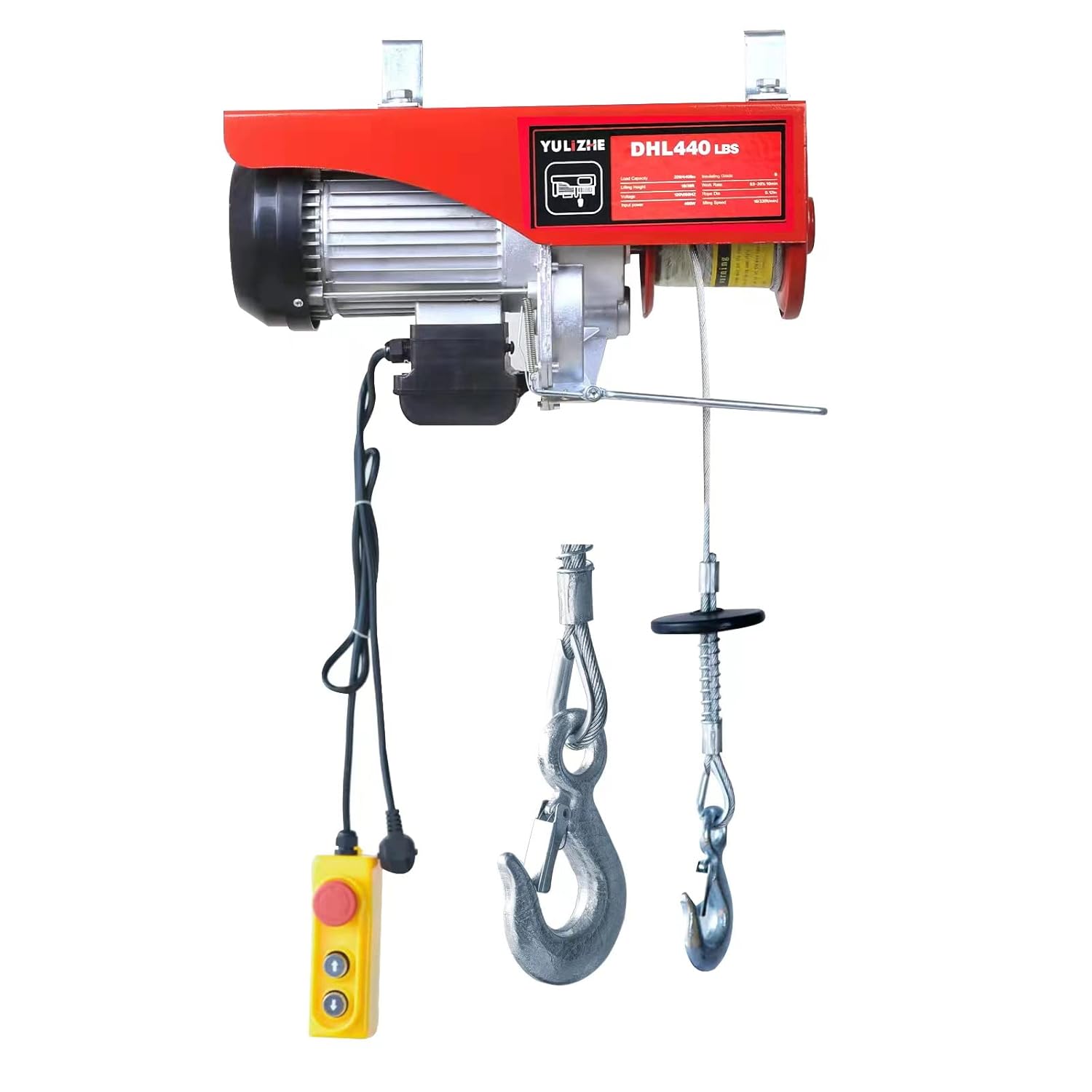 Electric Hoist 440LBS Electric Winch, Wire Remote Control Power System110vSteel Electric Lift, Household Small Crane with 2 Lift Slings Straps