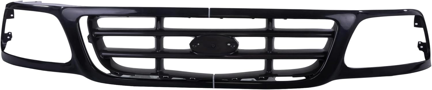 JustDrivably Replacement Parts Front Grille Grill Assembly With Cross Bar Insert Compatible With Ford F150 1999-2003 F250 1999 F150 Heritage 2004 Pickup Truck Fits FO1200376 3L3Z8200DA