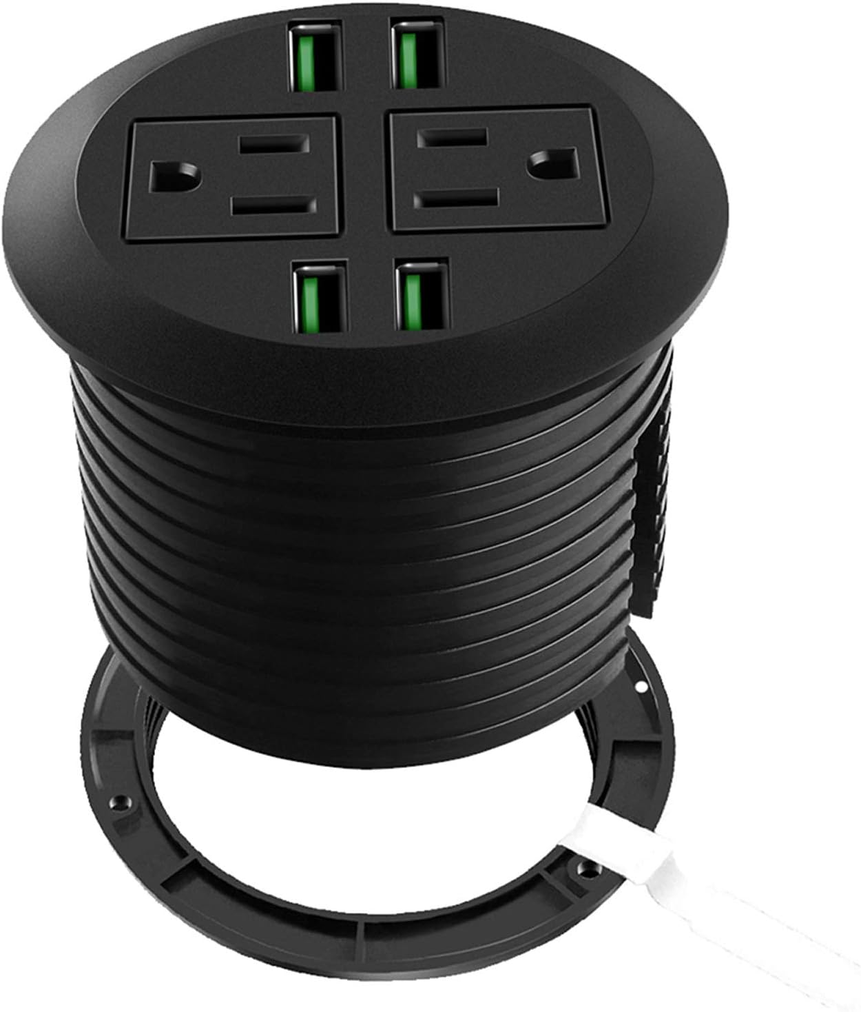 3 inch Desk 18W USB C Power Grommet,2 Outlets and 3 USB (1 USB C, 2 USB A) Flush Mount Desktop Round Power Outlet,Recessed Power Strip with 6ft Extension Cord Flat Plug (USB C) Pack of 2