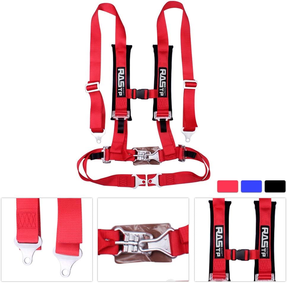 RASTP 4 Point Safety Harness Set with Ultra Comfort Heavy Duty Shoulder Pads,(Pack of 1) (Red) Pack of 2