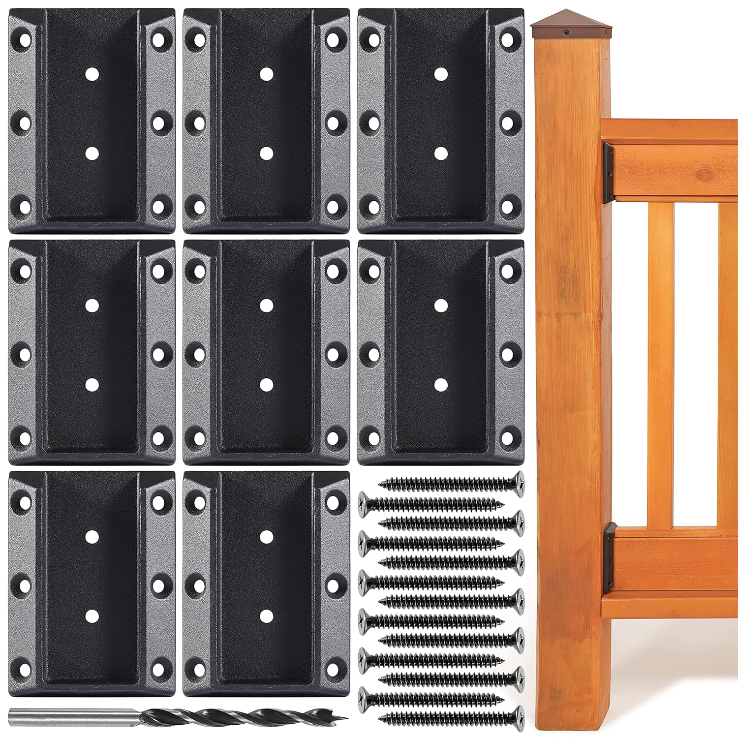 Walrkaur 304 Stainless Steel Deck Railing Brackets for 2'' x4''(Actual 1.55'' x3.5'') Railing Wood Post (8pcs)