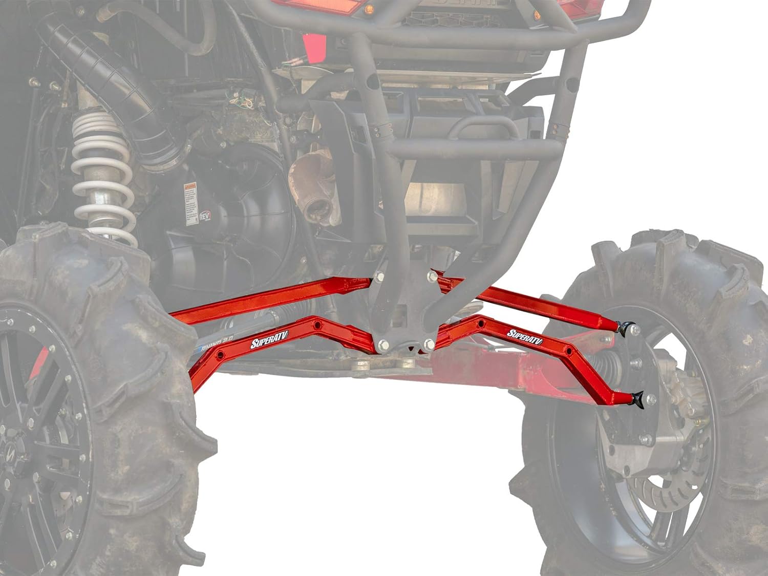 SuperATV Heavy-Duty High Clearance Boxed Rear Radius Arms/Rods for 2014+ Polaris RZR XP 1000 / XP 4 1000 | Red | 4 Times Stronger Than Stock! | Will Not Fit With Polaris Rear Bumpers