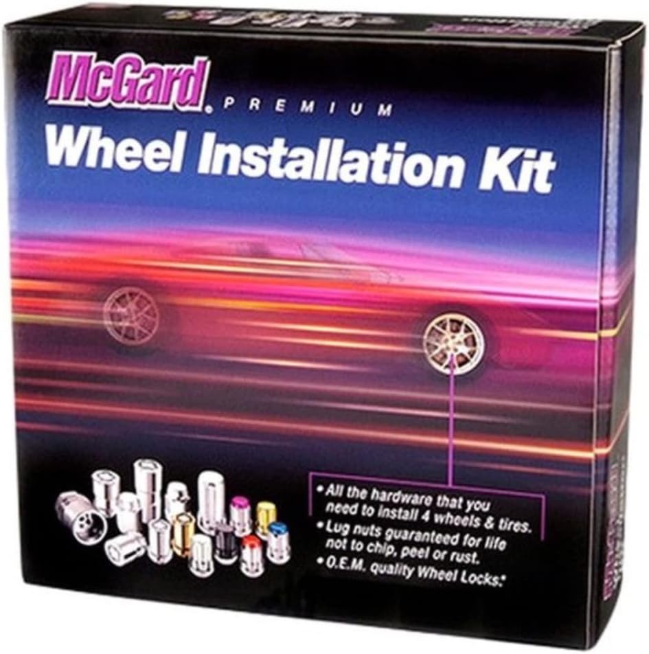 McGard Hex Lug Nut Install Kit Compatible With Pontiac Solstice 2006-2009 Cone Seat Nut | Bulge | 5 Lug | With Locks | M12X1.5 | 3/4 Hex | 1.45in Length| Chrome