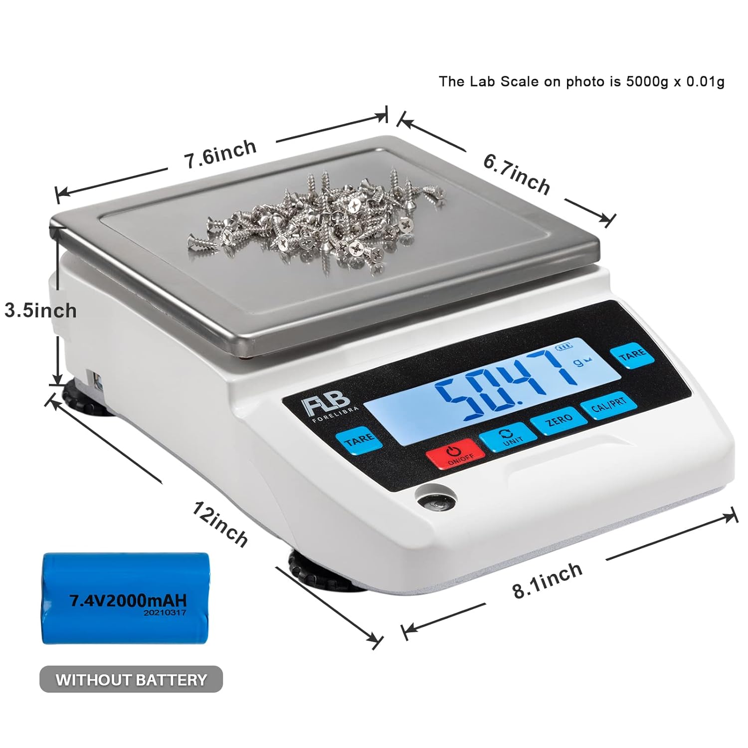 FLB FORELIBRA Lab Scale 5kg Precision Electronic Balance Shipping Industrial Weighing and Counting Scale Scientific Scale 11lb or 5000g Capacity, 0.1g Readability