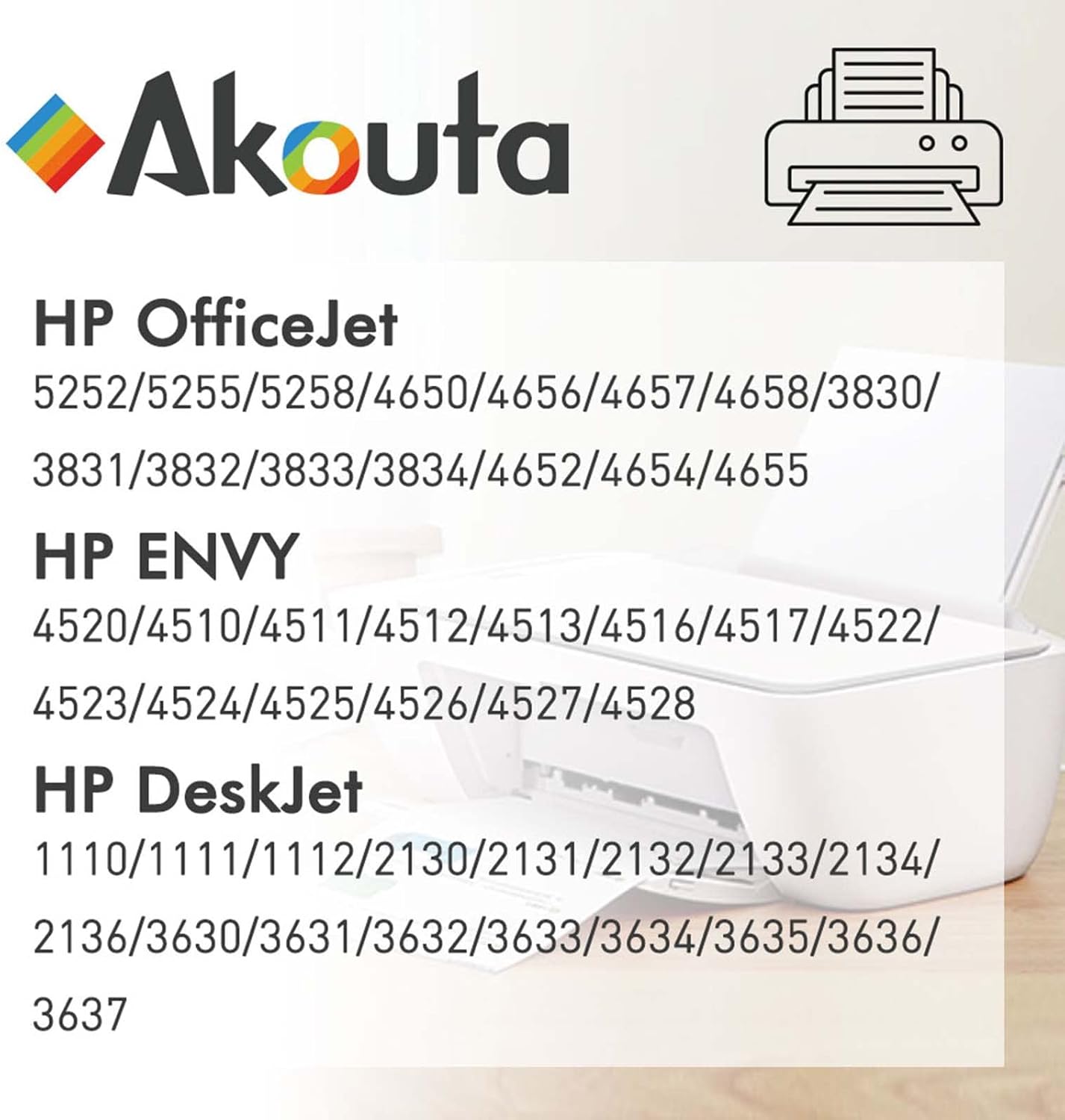 Akouta Remanufactured Ink Cartridge 63 Replacement for HP 63XL 63 XL Envy 4520 4512 4513 4516 OfficeJet 3830 5255 5258 DeskJet 1112 1110 3630 3632 3634 2130 2132 Printer (2 Black 1 Tri-Color) Pack of 2