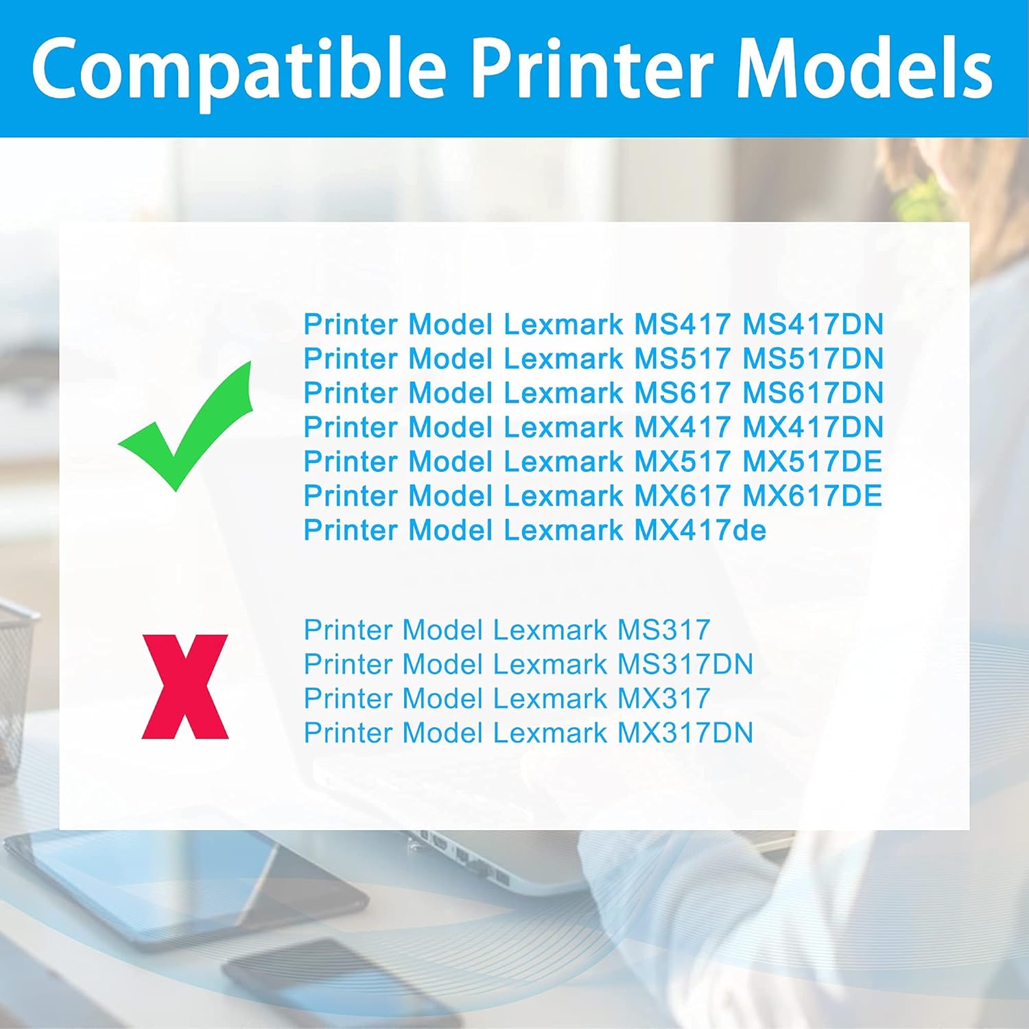 LCL Compatible Toner Cartridge Replacement for Lexmark 51B1H00 51B0HA0 8500Pages MS417 MS417DN MS517 MS517DN MS617 MS617DN MX417 MX417DN MX517 MX517DE MX617 MX617DE MX417de (1-Pack Black) Pack of 2