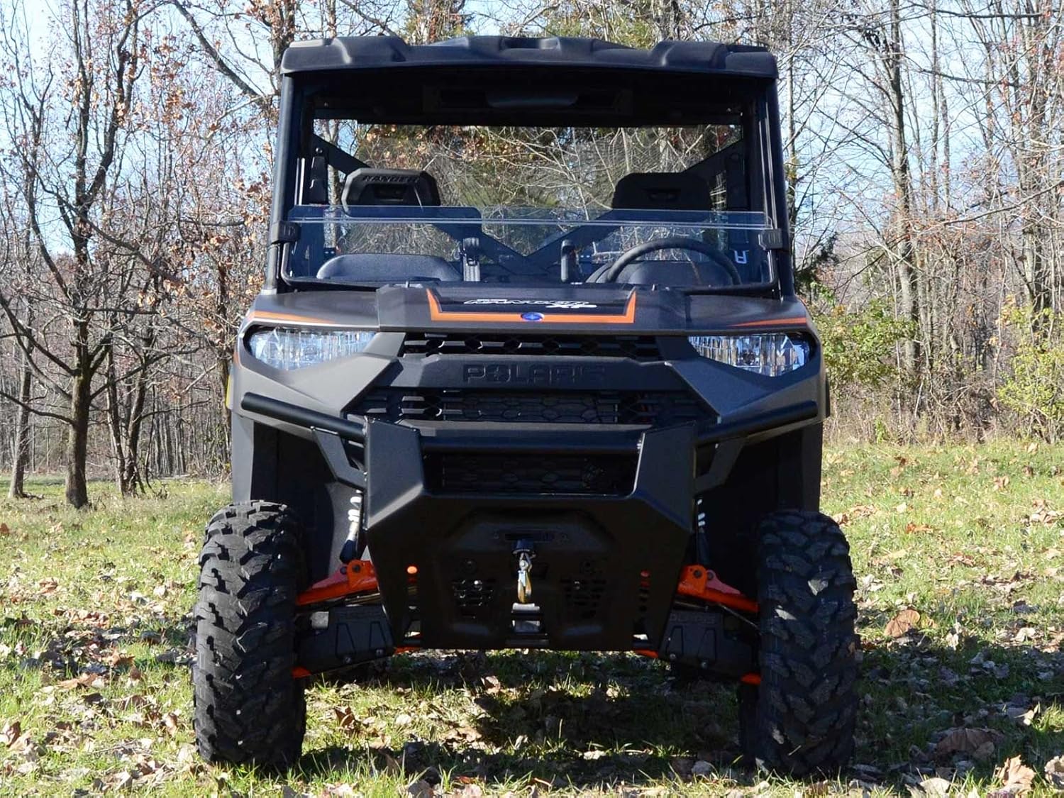 SuperATV Heavy-Duty Scratch-Resistant Half Windshield for 2017+ Polaris Ranger XP 1000 (See Fitment) | 1/4