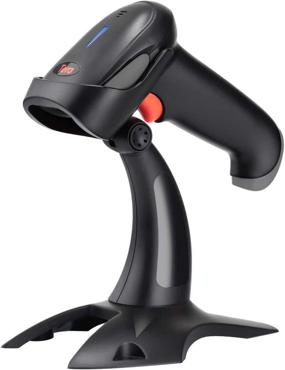 Tera Pro 2D QR Barcode Scanner Wireless with Stand, 3 in 1 Bluetooth & 2.4GHz Wireless & USB Wired, Connect Smartphone Tablet PC with Vibration Alert Model HW0002 Pack of 2