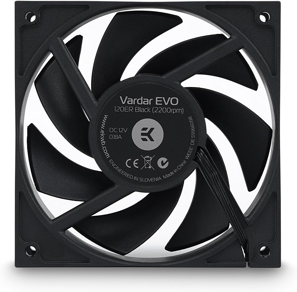 EKWB EK-Vardar EVO 120ER PWM 120mm Fan, 2200 RPM, Black, 2-Pack Pack of 2