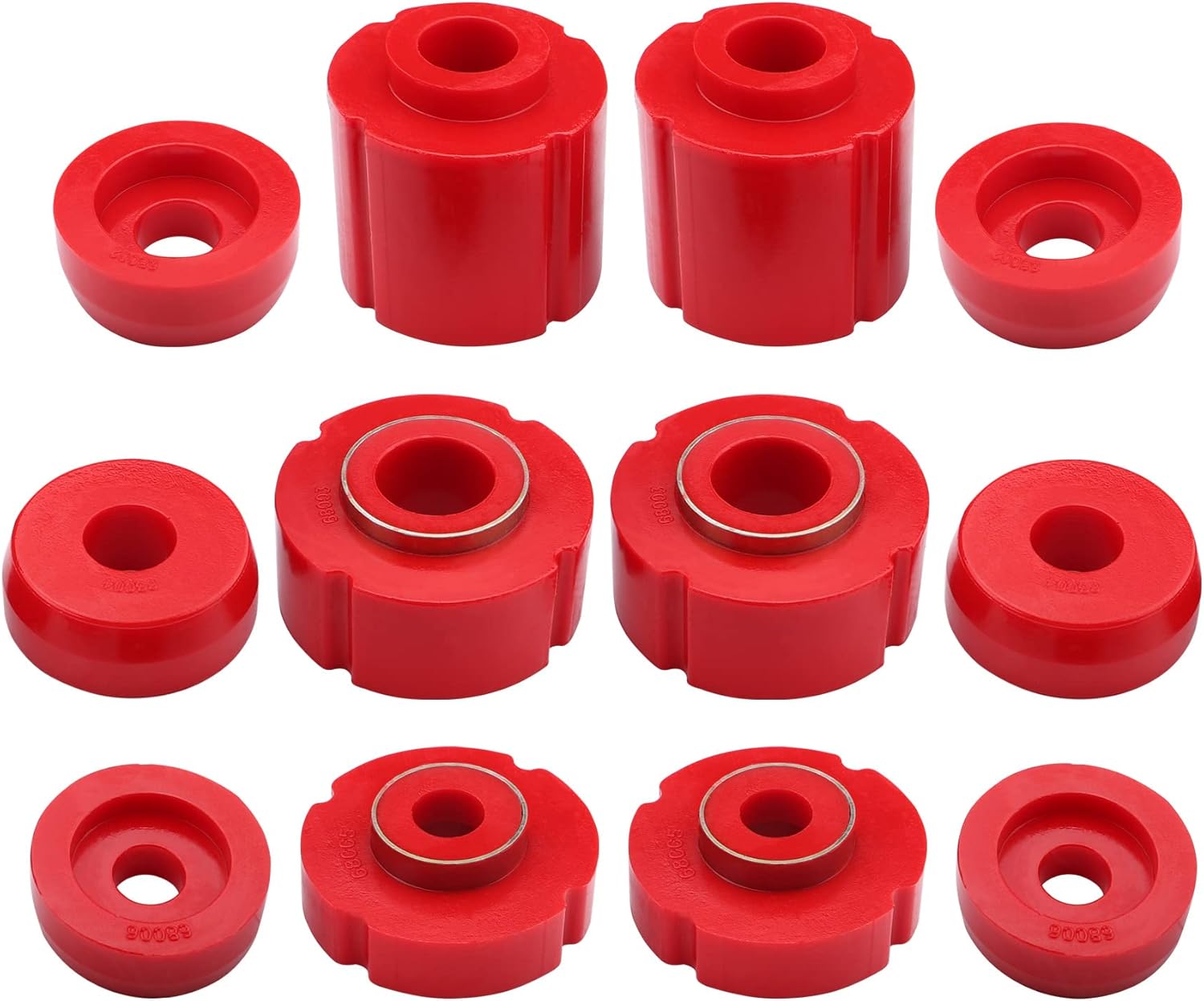 EZISOE Body Mount Bushings Kit Compatible with 1980-1996 F150 F250 F350 Red Polyurethane Bushings, 12pcs Pack of 2