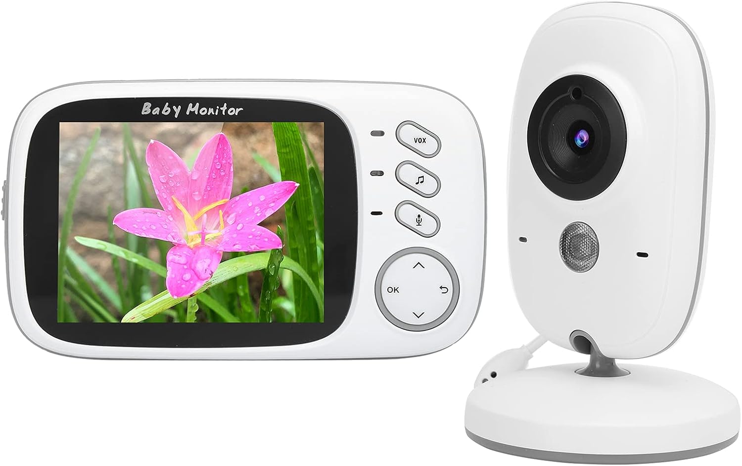 Baby Monitor, 2.4GHz Wireless Digital Baby Care Monitor 3.2in Video Display Intercom Night Baby Monitor with Temperature Monitor(Transl)