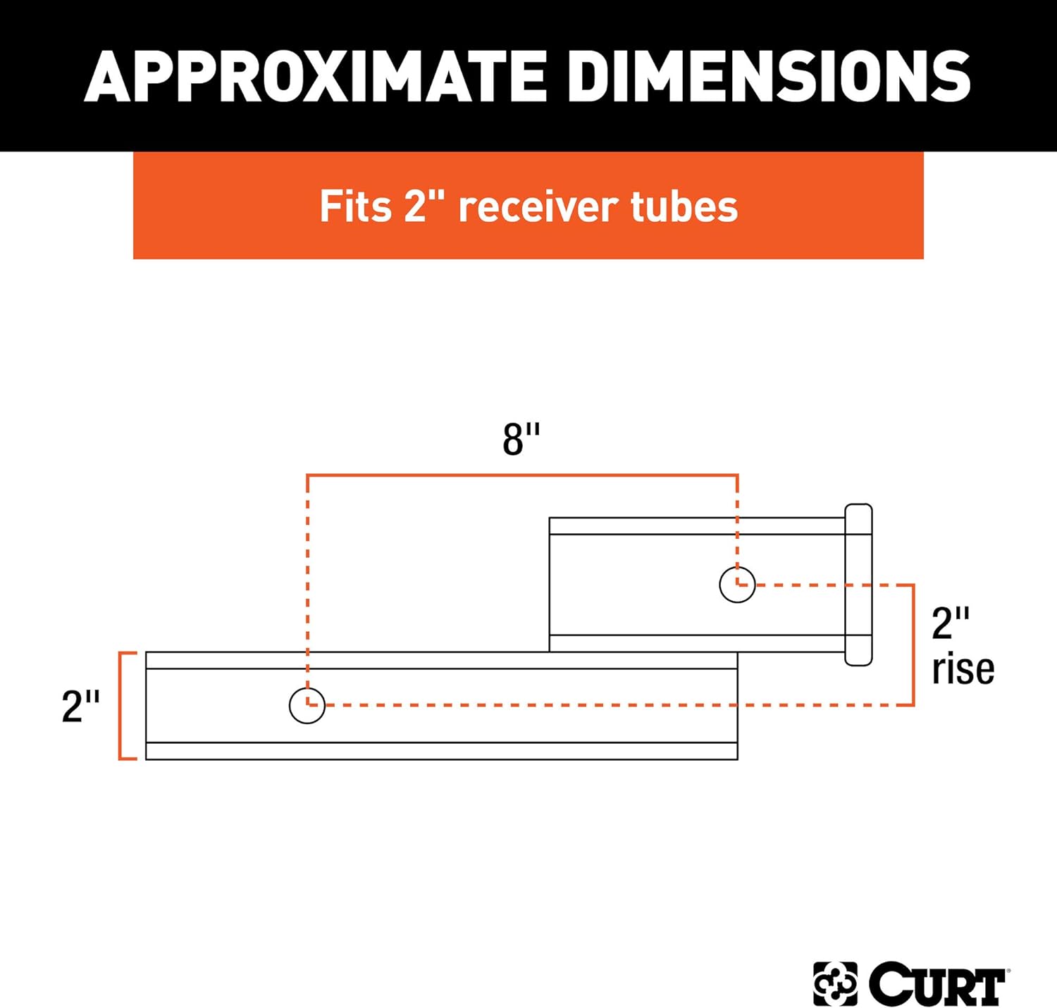 CURT 45797 Trailer Hitch Adapter, 2-Inch Receiver, 2-in Drop or Rise, 7,500 lbs Pack of 2