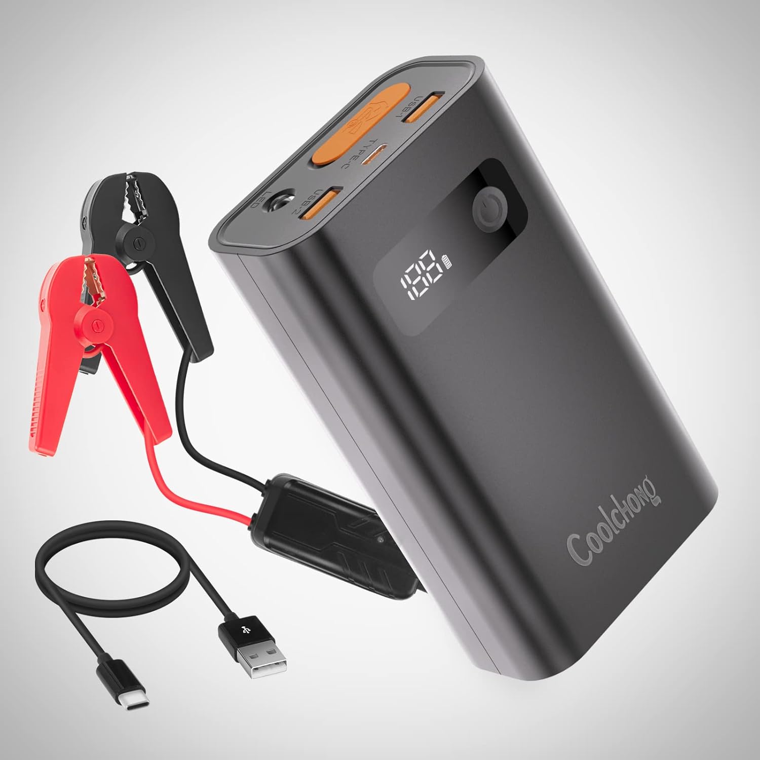 Portable Car Jump Starter, COOLCHONG Car Emergency Start Power with Power Bank and LED Light, 12000mAh Auto Starter Booster Power Pack with 2 USB QC3.0 24W and 1 Type-c PD 60W Pack of 2