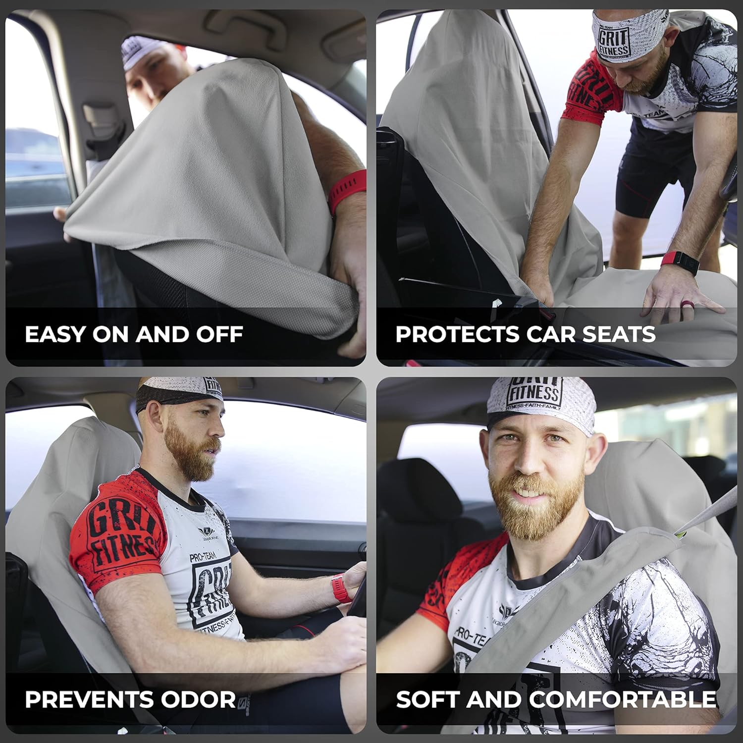 Waterproof SeatShield EliteSport Seat Protector (Gray) - Non-Slip Removable Auto Car Seat Cover - Soft Odor-Proof, Guards Leather or Fabric from Sweat, Food, Pets. USA Patented Pack of 2