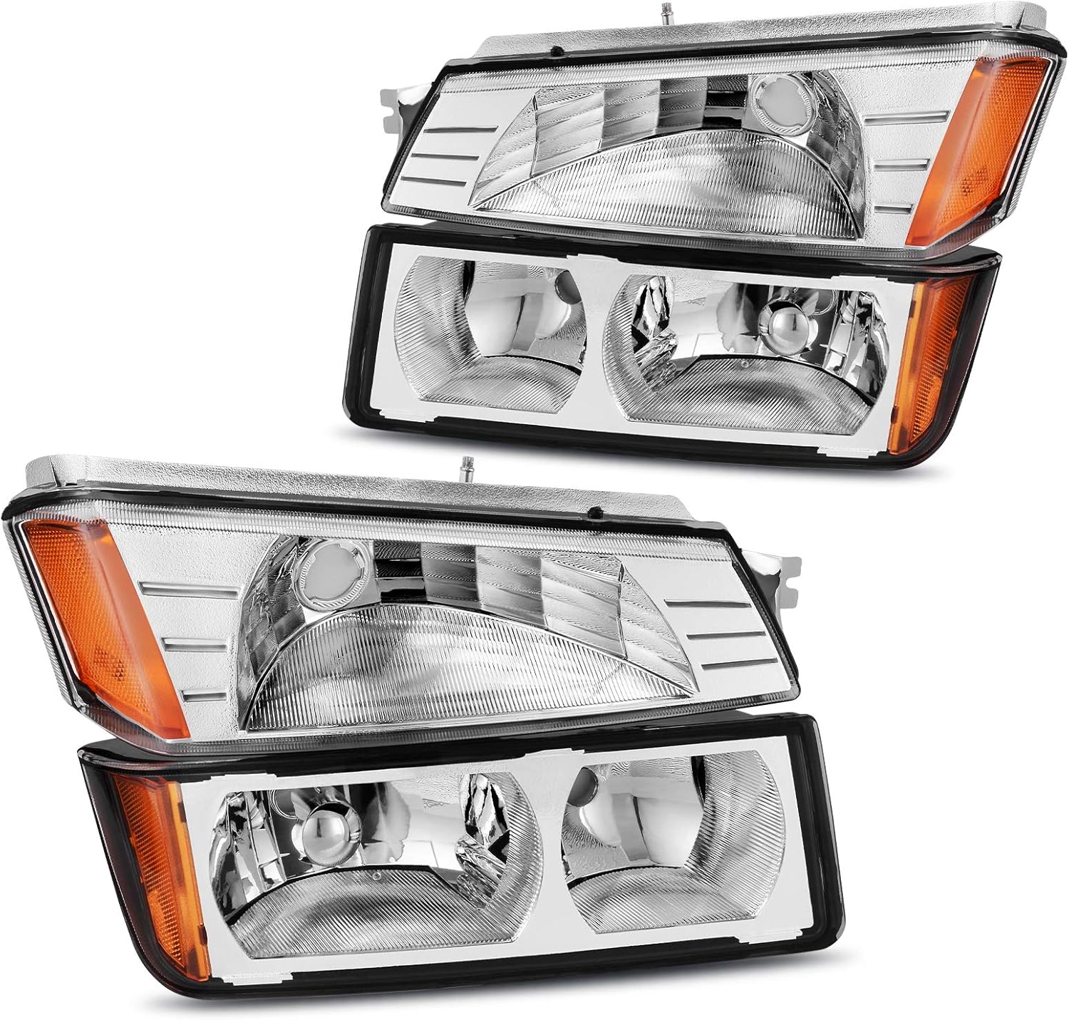 DWVO Headlight Assembly Compatible with 2002 2003 2004 2005 2006 Chevy Chevrolet Avalanche Black Housing (Only Fit for BODY CLADDING)