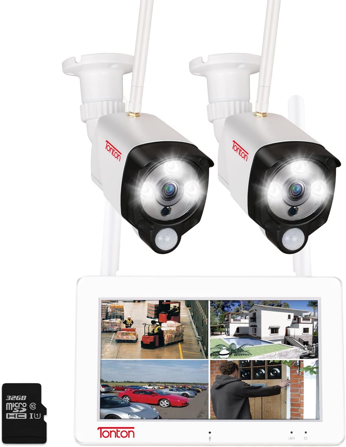 [2-Way Audio] Tonton 1080P Portable LCD Security Camera System Wireless,7