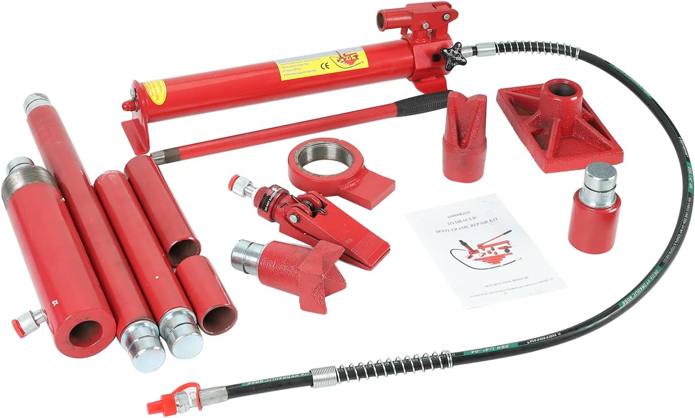 20 Ton Porta Power Kit - 2M(78.7 inch) Oil Hose Hydraulic Car Jack Ram for Loadhandler Truck Bed Unloader Farm and Hydraulic Equipment Construction - Red