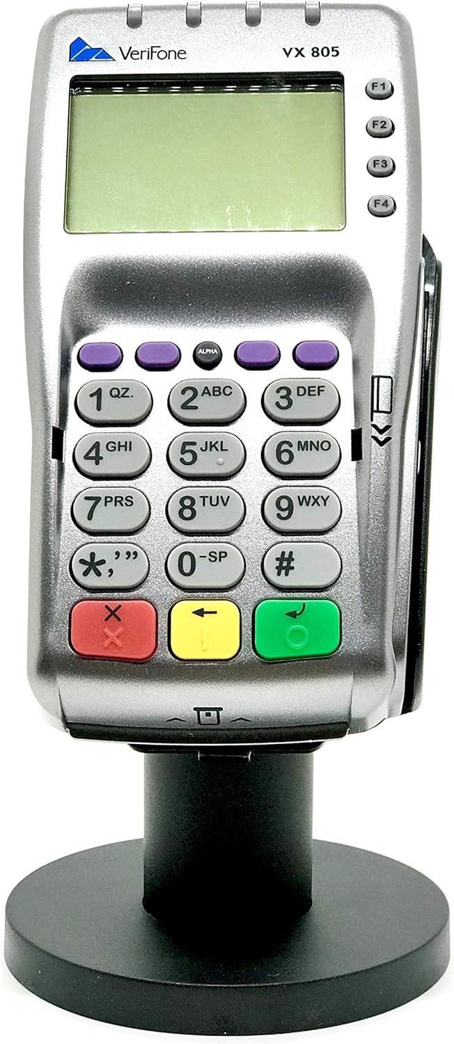 Sturdy Metal Swivel Stand for Verifone VX805 - Complete Kit Includes Adhesive Glue Pad and Hardware Pack of 2