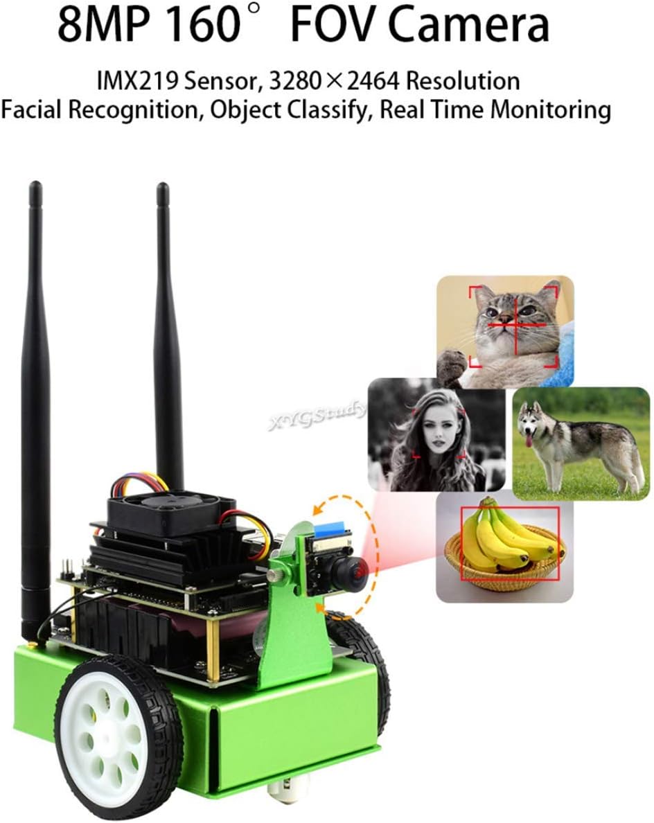 JetBot AI Kit Based on Jetson Nano to Build Smart AI-Based Robot JetBot with Front Camera Eye and ROS Nodes Code Dual Mode Wireless WiFi Bluetooth Facial Recognition Object Tracking etc @XYGStudy