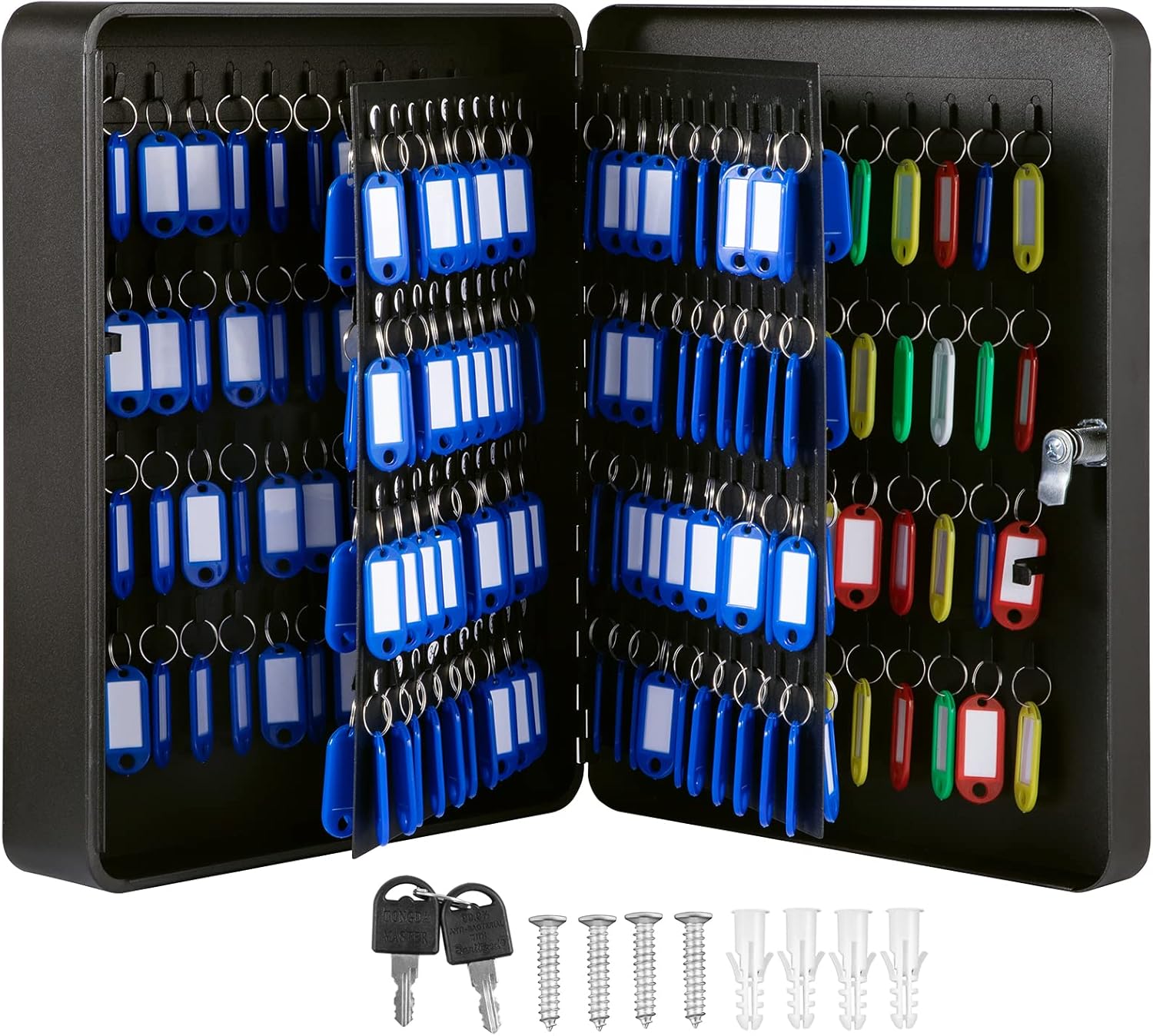 VEVOR Key Cabinet, Key Lock Cabinet Steel, Q235 Steel Key Storage, Wall Mounted Key Storage Box, Black Key Box Organizer for School, Office, Hotel, Bank (240 Positions)