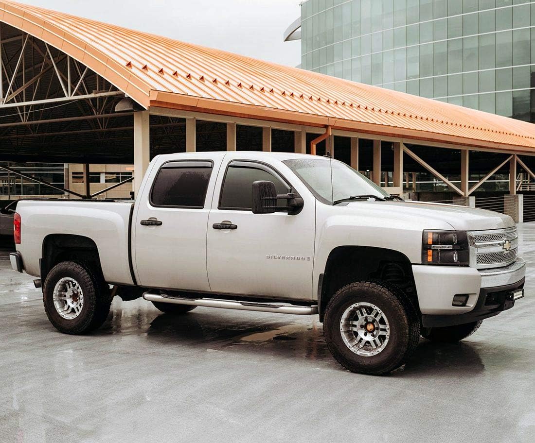 CLIM ART in-Channel Incredibly Durable Rain Guards for Chevrolet (Chevy) Silverado/GMC Sierra 1500 2007-2013 Crew Cab, Window Deflectors, Vent Visors, Vent Deflector, Truck Accessories, 4pcs- 607003 Pack of 2