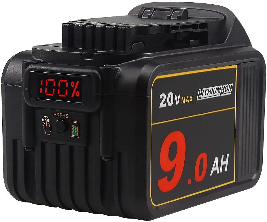 TENMOER 20V 9.0Ah Premium Battery Compatible with Dewalt 20V DCF/DCD/DCL Series Cordless Tools with Digital Indicator Pack of 2