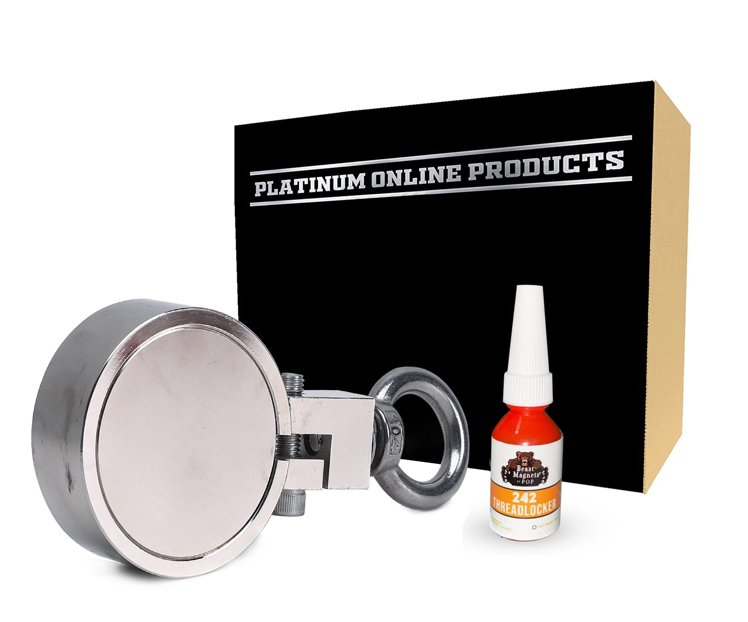 2000LBs Pulling Force, Fishing Magnet with Threadlocker – Double Sided Fishing Magnet, for Magnet Fishing – Strong Neodymium Magnet – 3.70” Diameter by Platinum Online Products Pack of 2