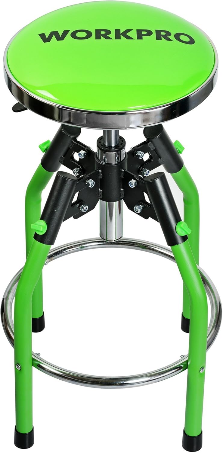 WORKPRO Heavy Duty Adjustable Hydraulic Shop Stool, Green