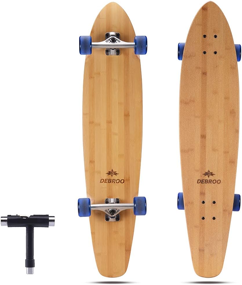 Debroo 42 Inches Kicktail Bamboo Longboard Cruiser for Adults Pack of 2