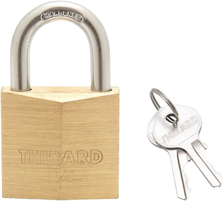 THIRARD Keyed Padlock of 16 Pack, Solid Brass Small Lock with 1-1/4” (30mm) Wide Lock Body, Keyed Alike Padlocks for Sheds, Storage Unit School Gym Locker, Fence, Toolbox, Hasp Storage Pack of 2