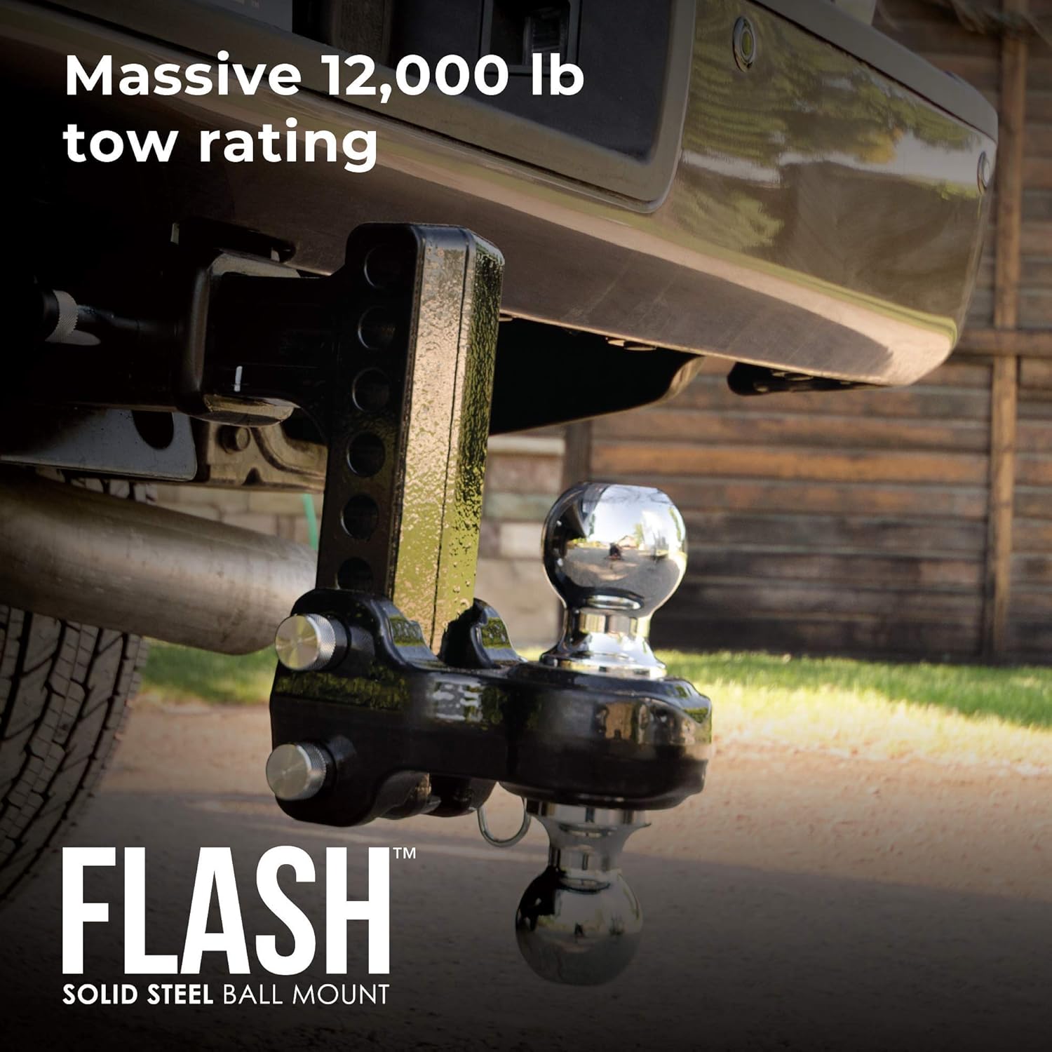 Fastway Flash Solid Steel 49-00-5600 Adjustable Steel Ball Mount with 6 Inch Drop, 2 Inch Shank, and Chrome Plated Balls