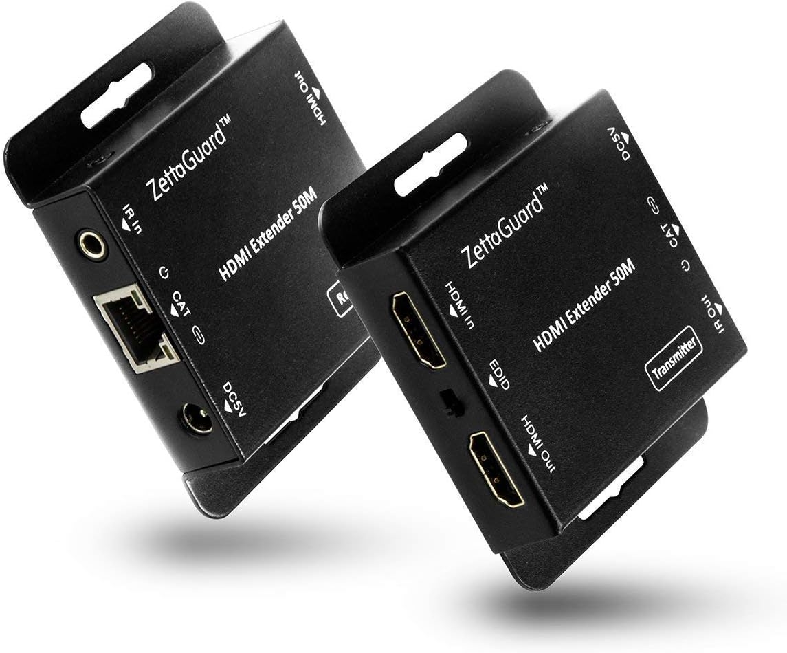 Zettaguard 164-Feet HDMI Extender Over Single CAT5/CAT6 Ethernet Cable with IR Control, 1080P & 3D Support with Vibrant Pack of 2