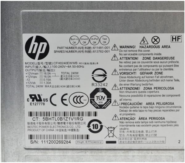 HP Compaq 611481-001 613762-001 D10-240P1A 240W Power Supply for HP 6200 Pro SFF Pack of 2