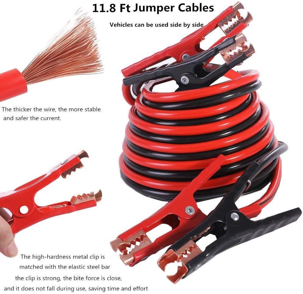 HAIPHAIK Emergency Roadside Kit - Multipurpose Emergency Pack Car Premium Road Kit Jumper Cables Set 11.8 Foot (Upgrade) 124 Pcs Emergency car Kits Car Tool kit,Tow Strap, Folding Survival Shovel Pack of 2