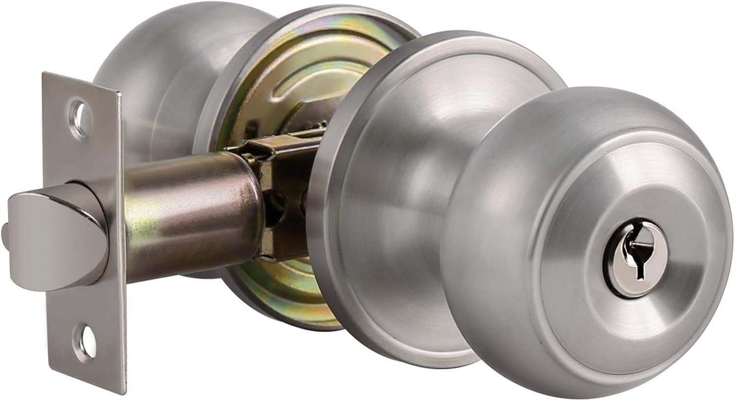 6 Pack Knobonly Stainless Steel Flat Ball Door Knob Brushed Nickel Finish (Key Alike Entry Door Handles) Pack of 2