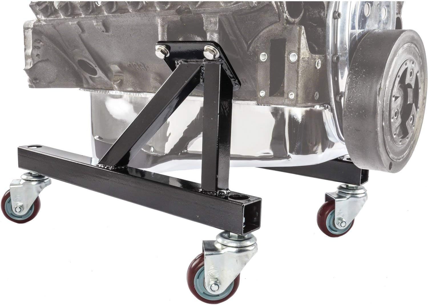 JEGS Heavy Duty Engine Stand - Two-Piece Engine Cradle Design - Fits Small and Big Block Engines - Bolts Directly to Engine Block - Steel, Black Powder Coat Finish - Motor Stand - 1 Pair