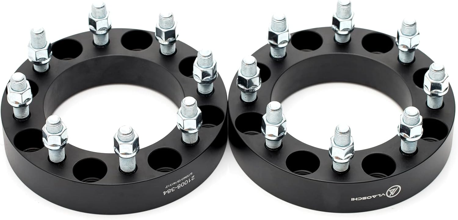 VLAOSCHI Black Forged 8x6.5 to 8x180 Wheel Adapters 1.5 Inch with M14x1.5 Studs Compatible with Chevy G-M-C 8 Lug for 1999-2010 Silverado Sierra 2500 3500 HD | 2014-2021 R-A-M 2500 3500 - Pack of 2