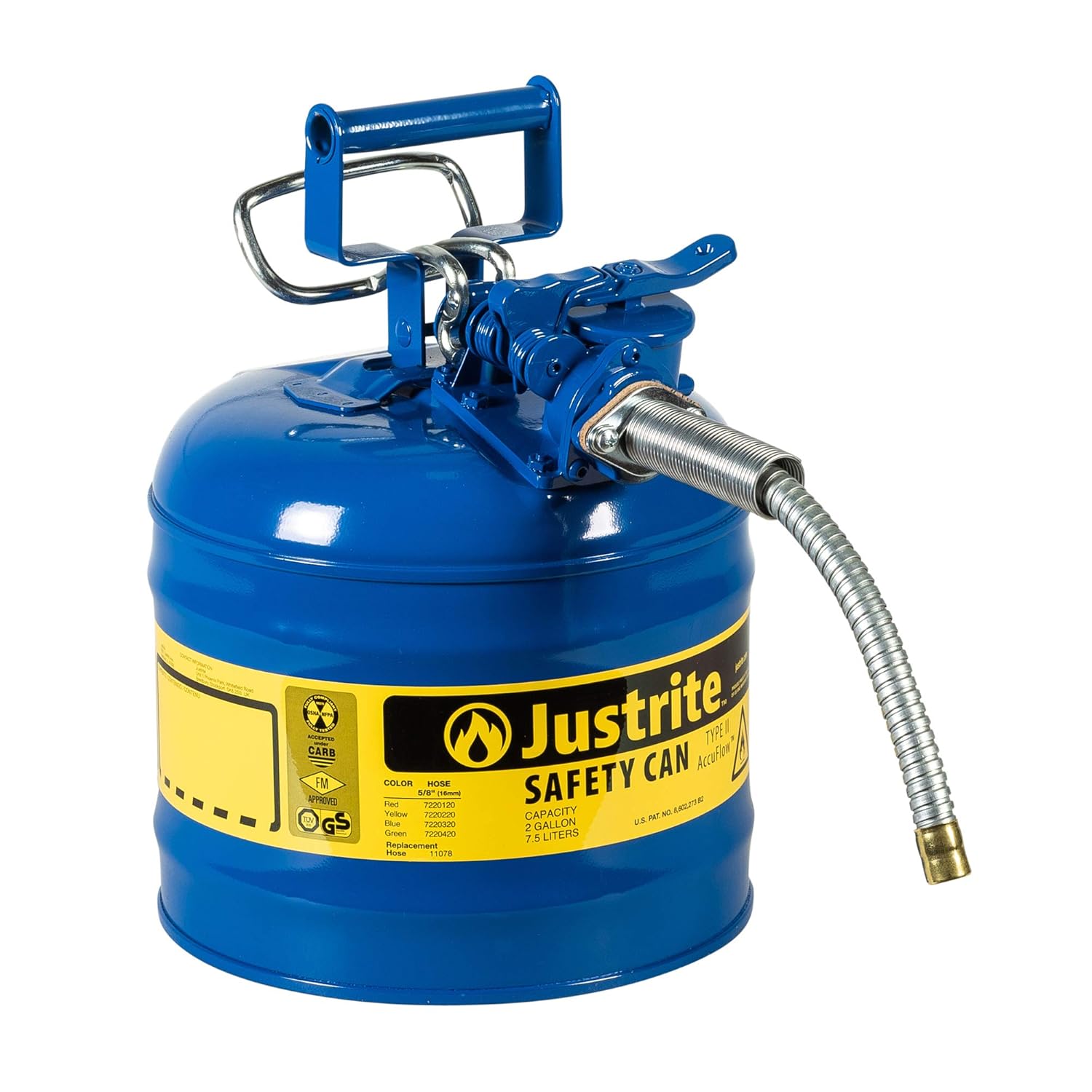 Justrite 7220120 - Galvanized Steel, AccuFlow Type II Red Safety Can with 5/8