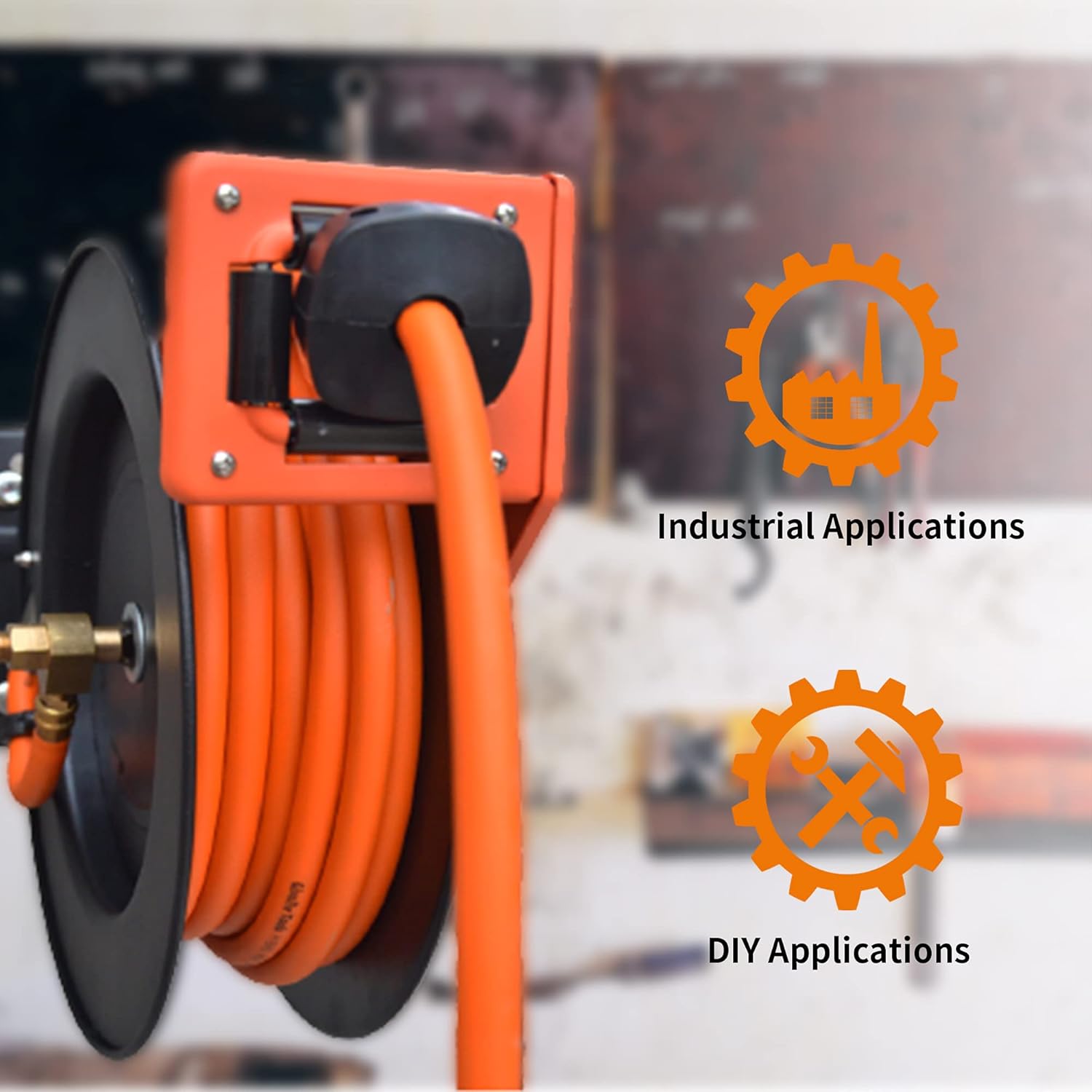 Giraffe Retractable Air Hose Reel Wall Mount with 3/8 in. x 25 FT Hybrid Hose, Pneumatic Heavy Duty Steel Reel Auto Rewind 300PSI Pack of 2